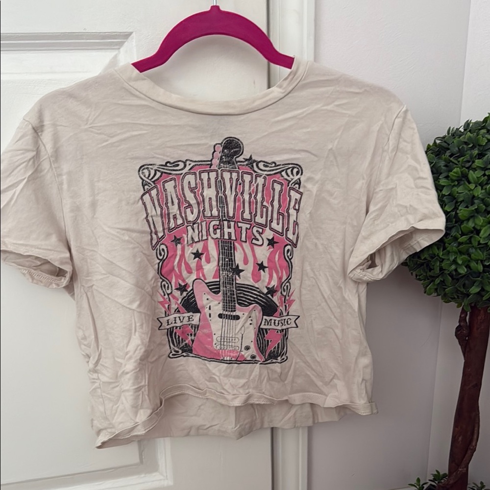 Dry Goods Cream and Pink Nashville Nights Crop Top